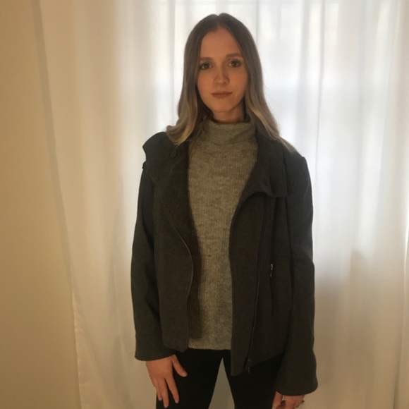 Izod Outerwear Wool Blend Motorcycle Jacket, Gray - Picture 6 of 16